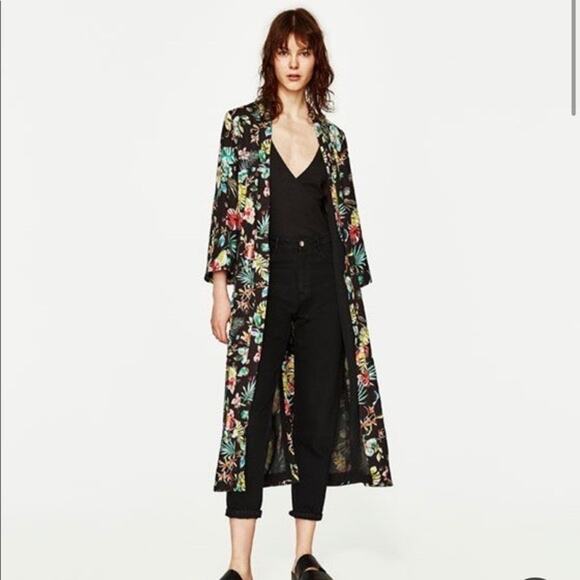 Trafaluc by Zara Jackets & Blazers - Zara TRF Tropical Floral Maxi Kimono Duster Cardigan size S/M